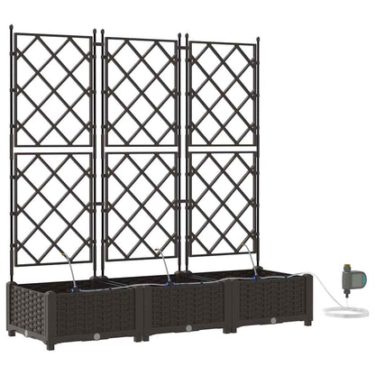 Garden Planter 3 pcs Brown 120 x 40 x 126 cm Plastic