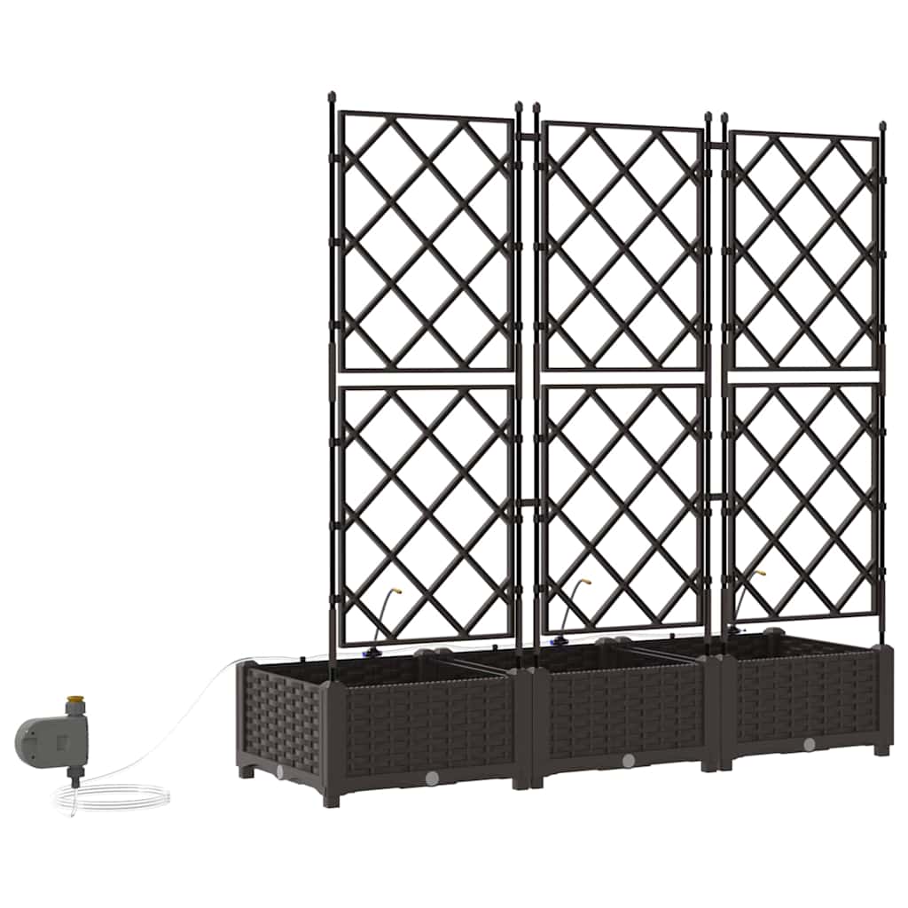 Garden Planter 3 pcs Brown 120 x 40 x 126 cm Plastic