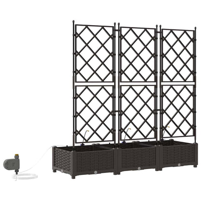 Garden Planter 3 pcs Brown 120 x 40 x 126 cm Plastic