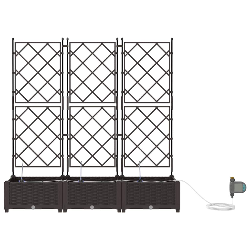 Garden Planter 3 pcs Brown 120 x 40 x 126 cm Plastic