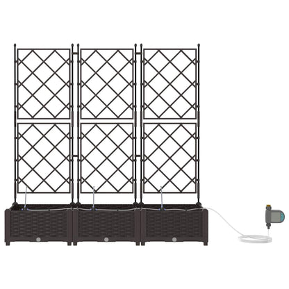 Garden Planter 3 pcs Brown 120 x 40 x 126 cm Plastic
