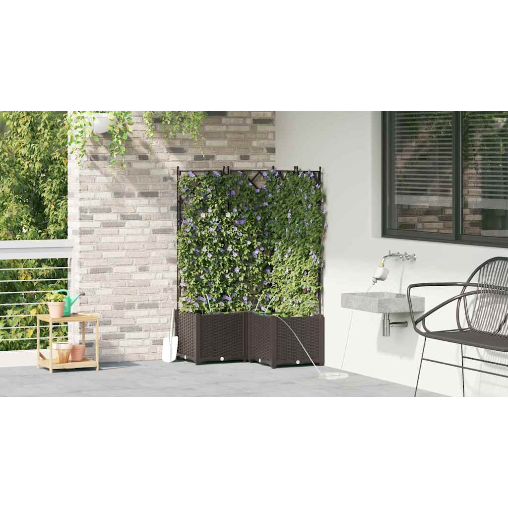 Garden Planter 3 pcs Brown 80 x 80 x 142 cm Plastic