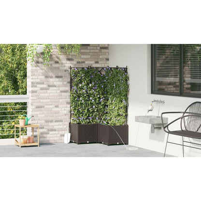 Garden Planter 3 pcs Brown 80 x 80 x 142 cm Plastic