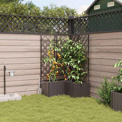Garden Planter 3 pcs Brown 80 x 80 x 142 cm Plastic