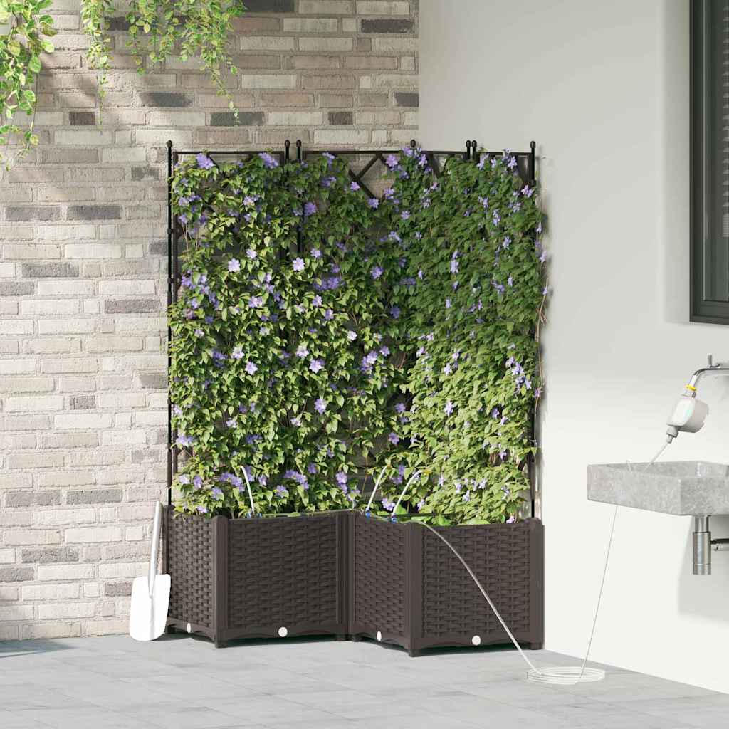 Garden Planter 3 pcs Brown 80 x 80 x 142 cm Plastic