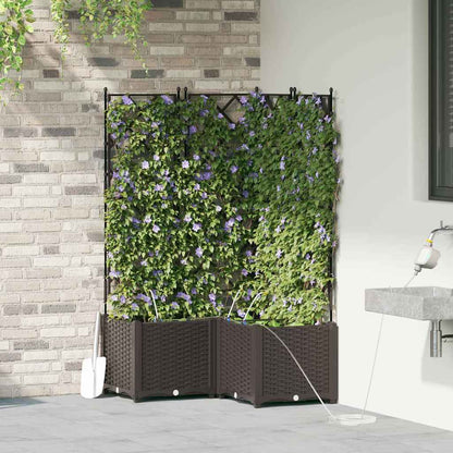 Garden Planter 3 pcs Brown 80 x 80 x 142 cm Plastic