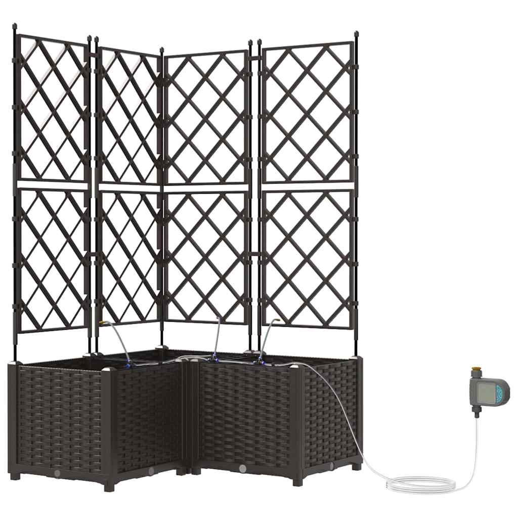 Garden Planter 3 pcs Brown 80 x 80 x 142 cm Plastic