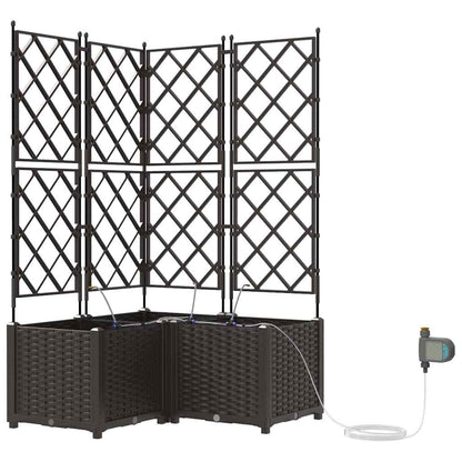 Garden Planter 3 pcs Brown 80 x 80 x 142 cm Plastic