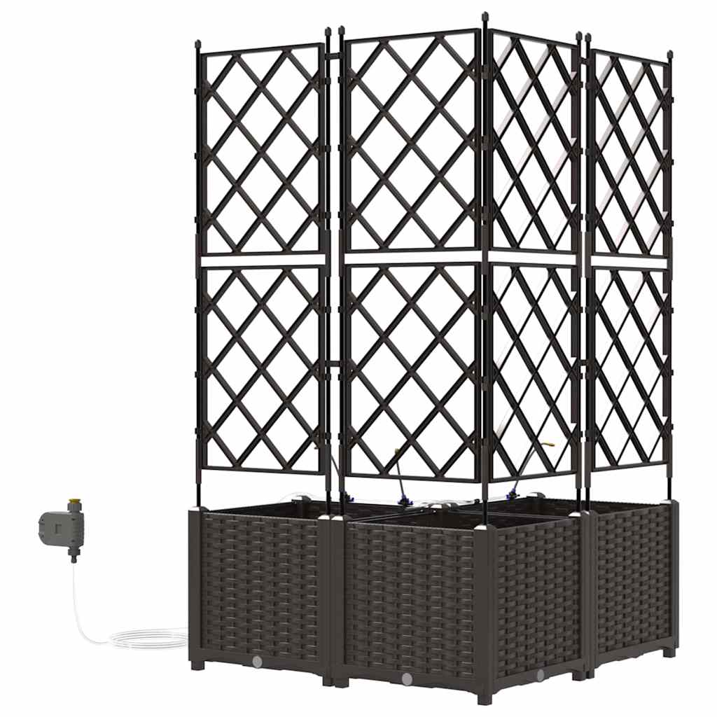 Garden Planter 3 pcs Brown 80 x 80 x 142 cm Plastic