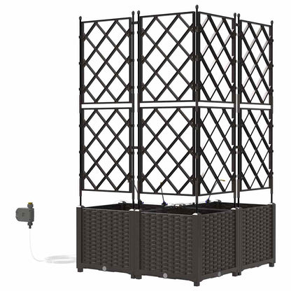 Garden Planter 3 pcs Brown 80 x 80 x 142 cm Plastic