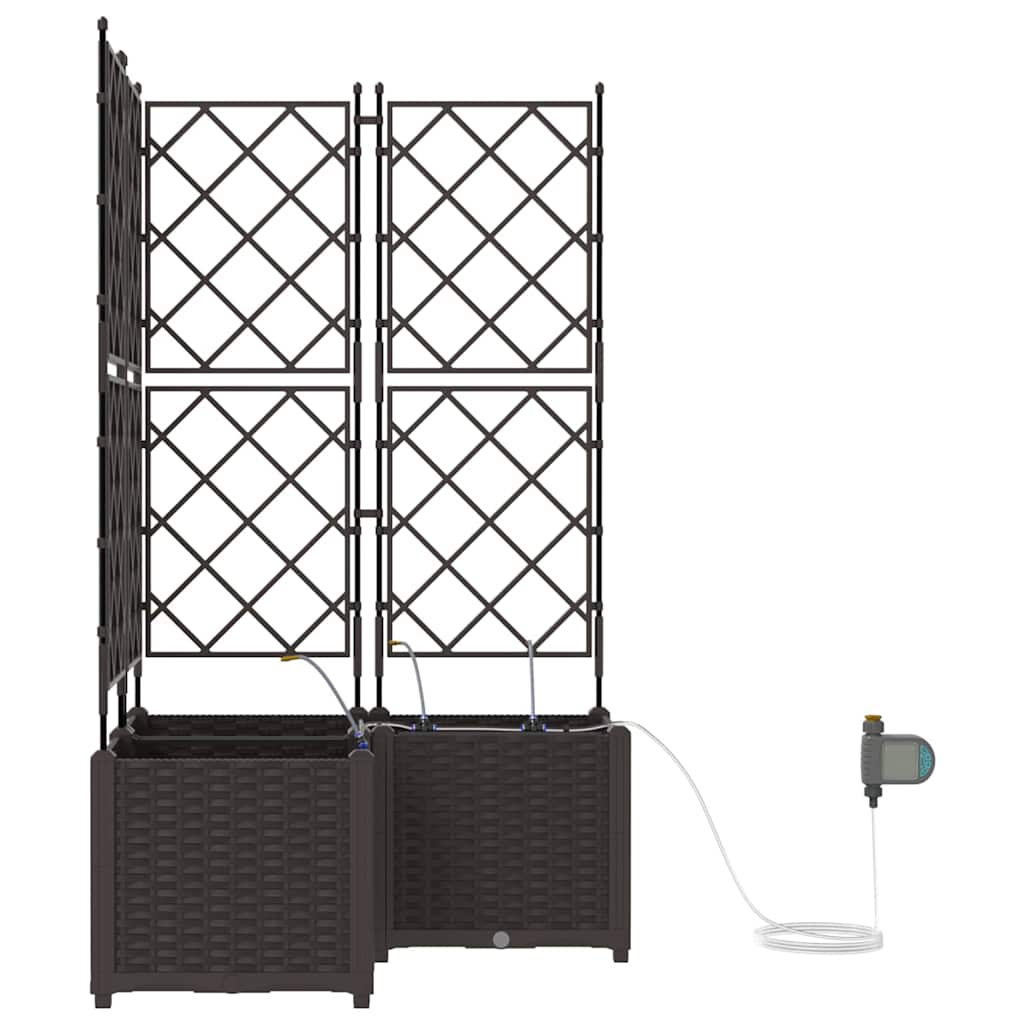 Garden Planter 3 pcs Brown 80 x 80 x 142 cm Plastic