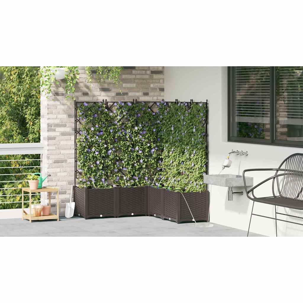 Garden Planter 5 pcs Brown 120 x 120 x 142 cm Plastic