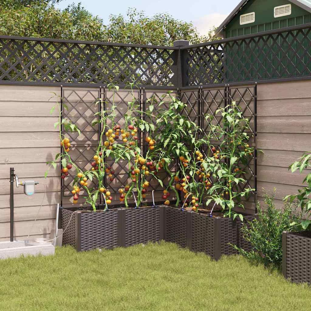 Garden Planter 5 pcs Brown 120 x 120 x 142 cm Plastic