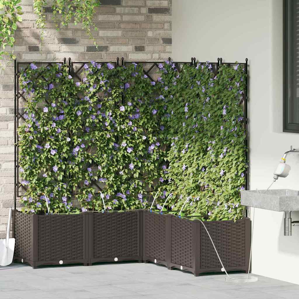 Garden Planter 5 pcs Brown 120 x 120 x 142 cm Plastic
