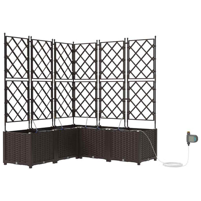 Garden Planter 5 pcs Brown 120 x 120 x 142 cm Plastic