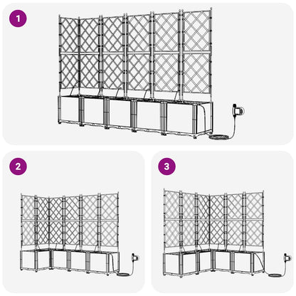 Garden Planter 5 pcs Brown 120 x 120 x 142 cm Plastic