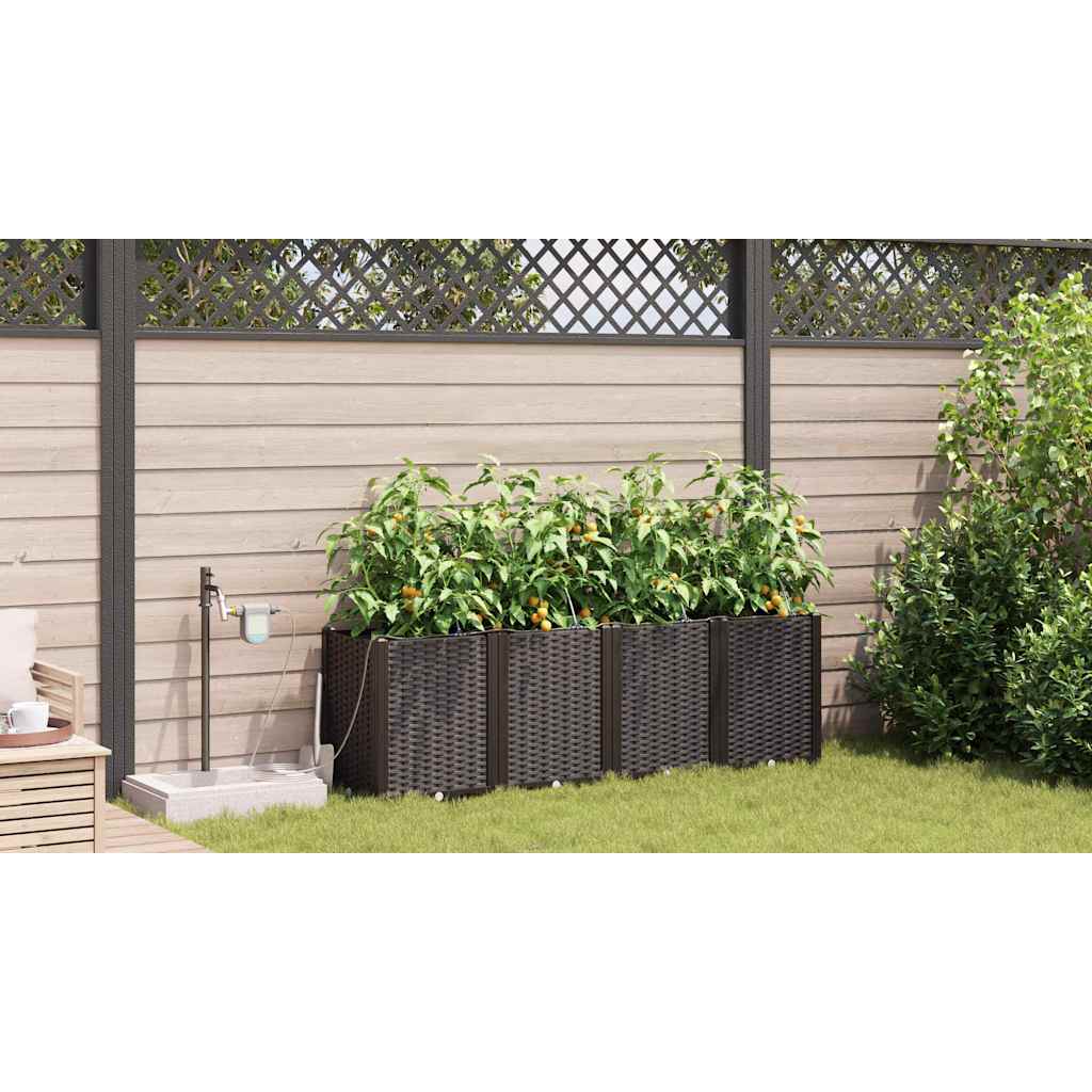 Garden Planter 4 pcs Brown Steel