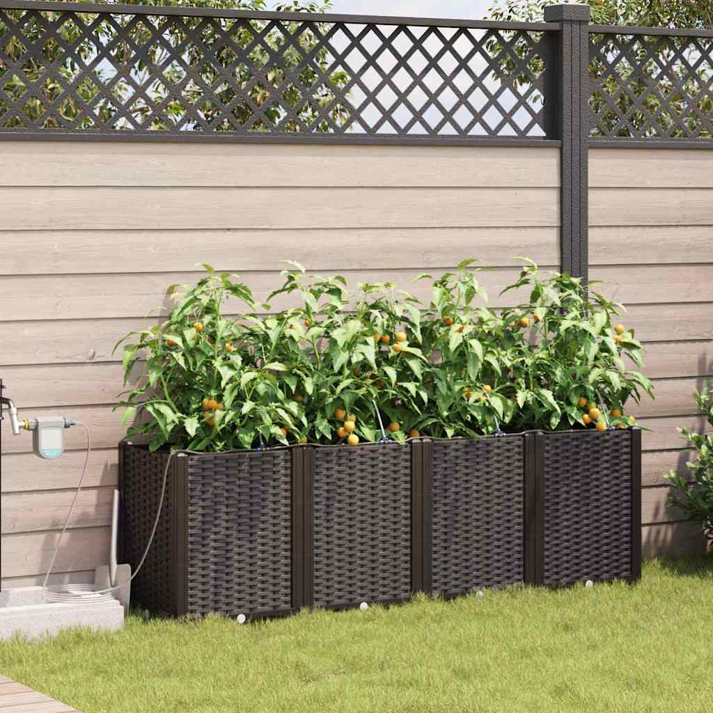 Garden Planter 4 pcs Brown Steel