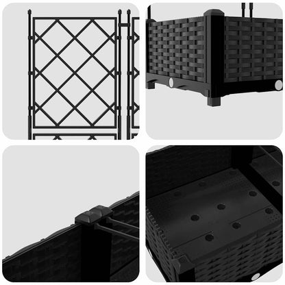 Garden Planter 2 pcs Black 80 x 40 x 125.5 cm Plastic