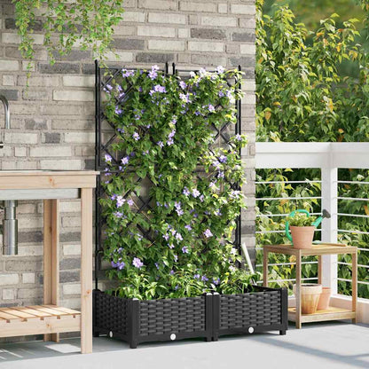Garden Planter 2 pcs Black 80 x 40 x 125.5 cm Plastic