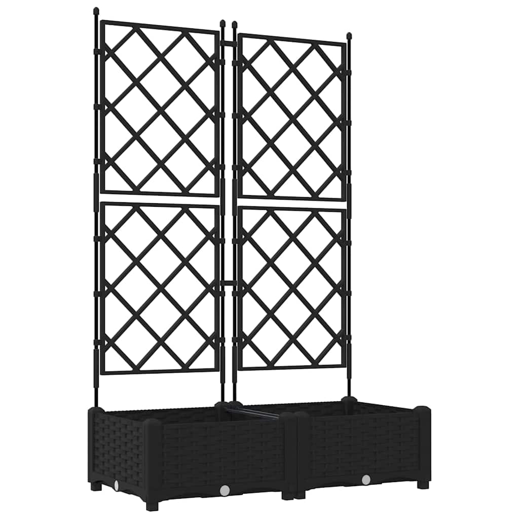 Garden Planter 2 pcs Black 80 x 40 x 125.5 cm Plastic