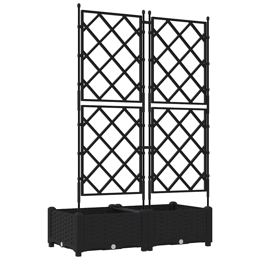Garden Planter 2 pcs Black 80 x 40 x 125.5 cm Plastic