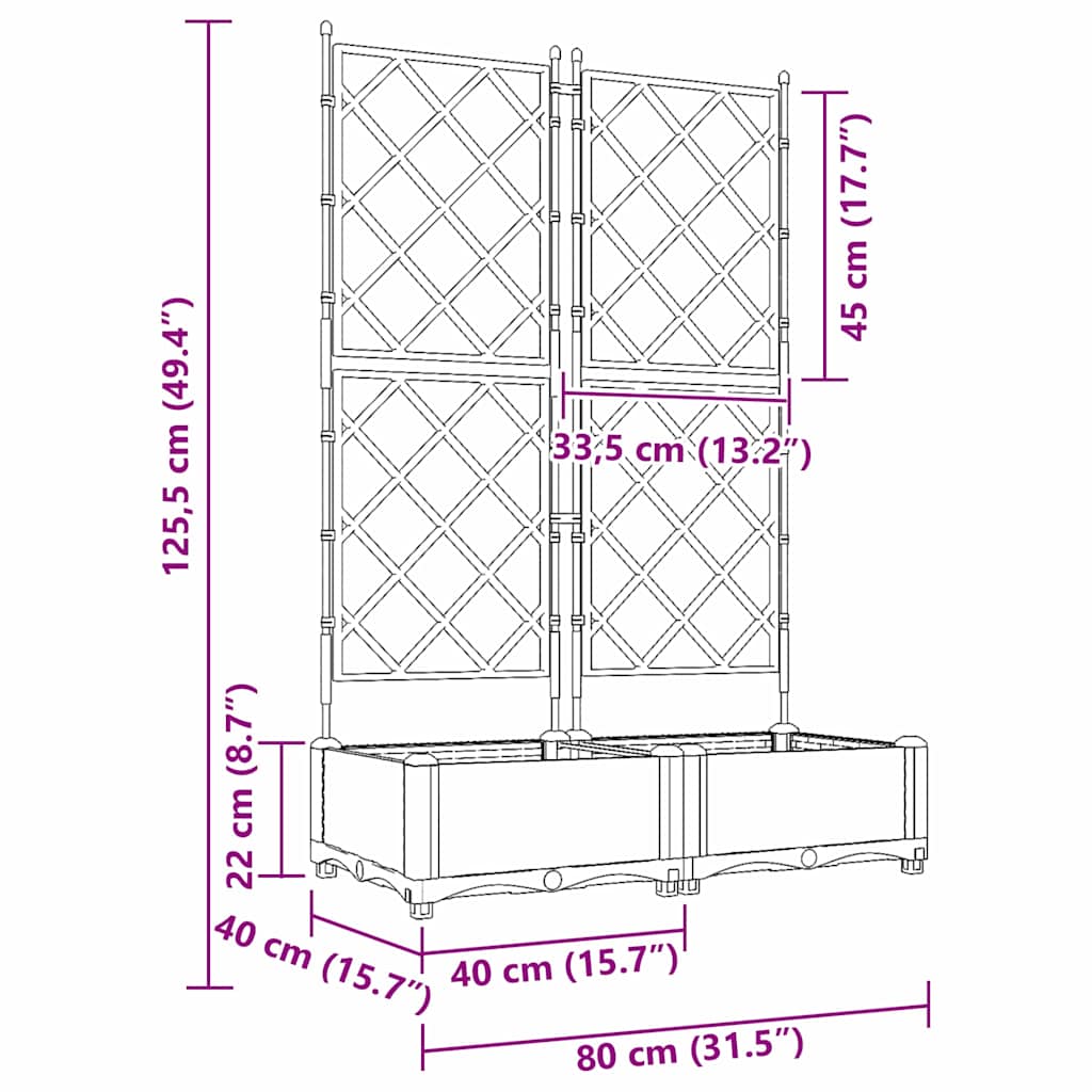 Garden Planter 2 pcs Black 80 x 40 x 125.5 cm Plastic