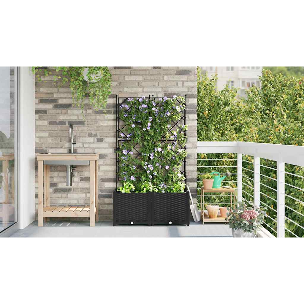 Garden Planter 2 pcs Black 80 x 40 x 143 cm Steel