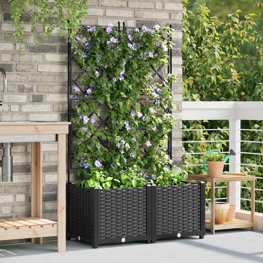 Garden Planter 2 pcs Black 80 x 40 x 143 cm Steel