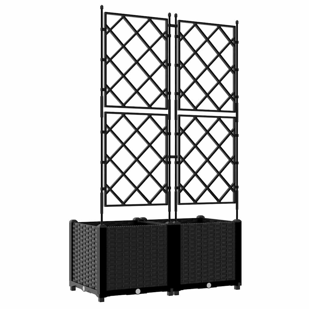 Garden Planter 2 pcs Black 80 x 40 x 143 cm Steel