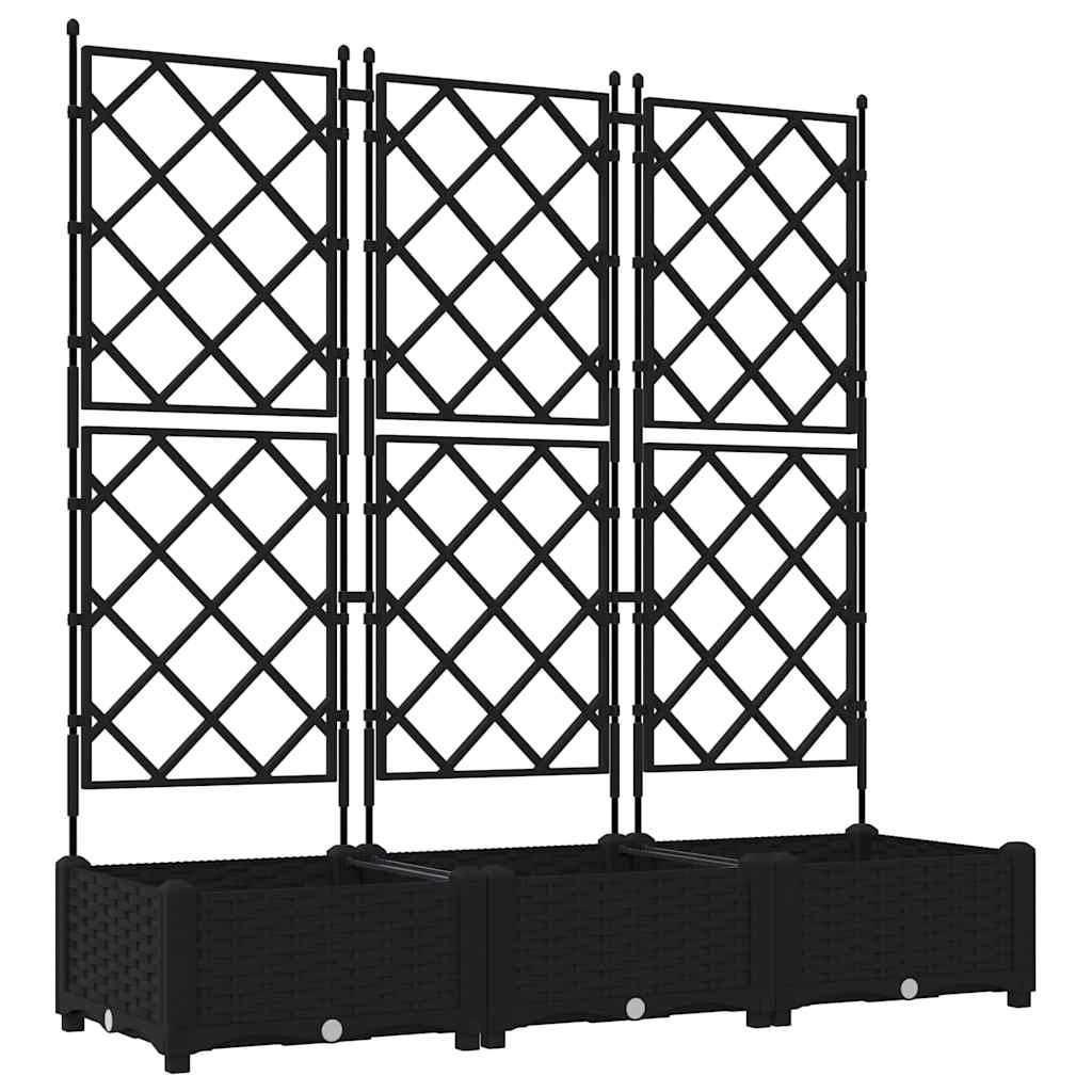 Garden Planter 3 pcs Black 120 x 40 x 125.5 cm Steel