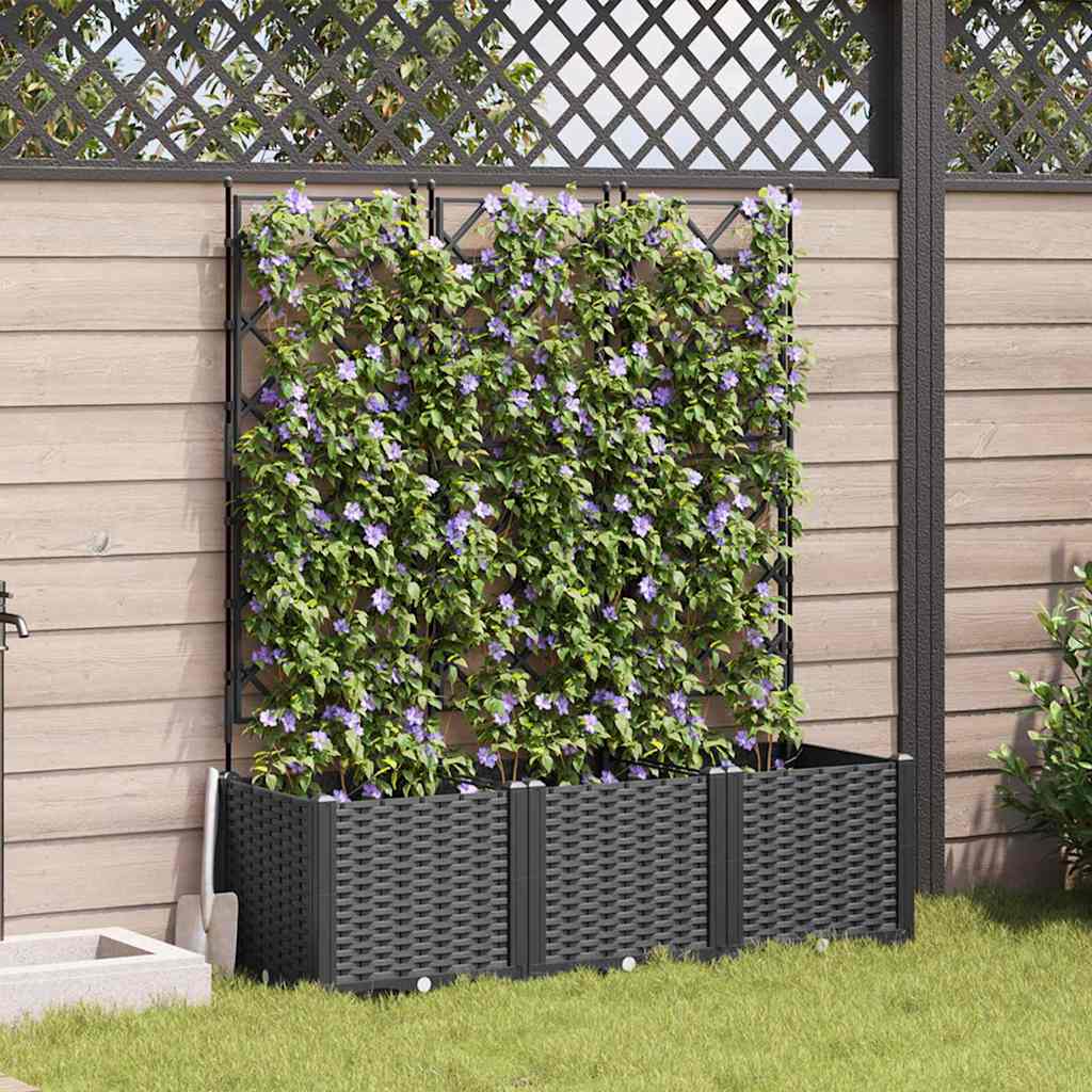 Garden Planter 3 pcs Black 120 x 40 x 143 cm Plastic