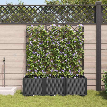 Garden Planter 3 pcs Black 120 x 40 x 143 cm Plastic