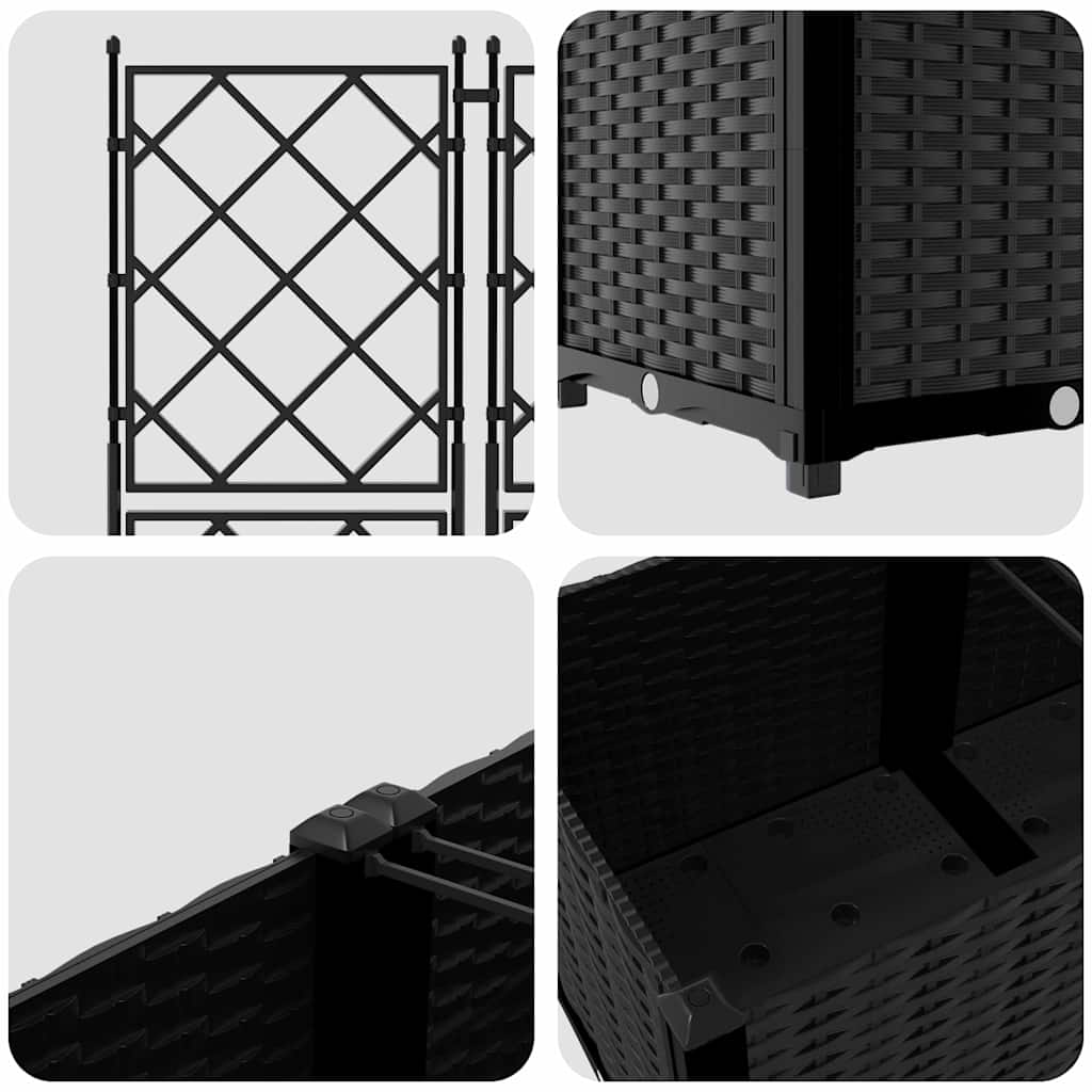 Garden Planter 3 pcs Black 80 x 80 x 143 cm PP