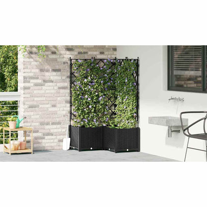 Garden Planter 3 pcs Black 80 x 80 x 143 cm PP