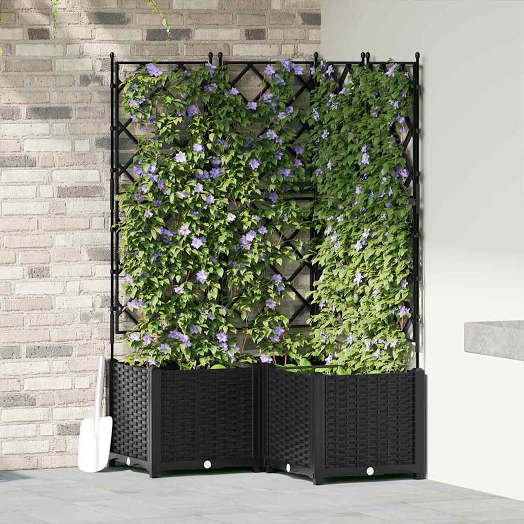 Garden Planter 3 pcs Black 80 x 80 x 143 cm PP