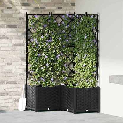 Garden Planter 3 pcs Black 80 x 80 x 143 cm PP