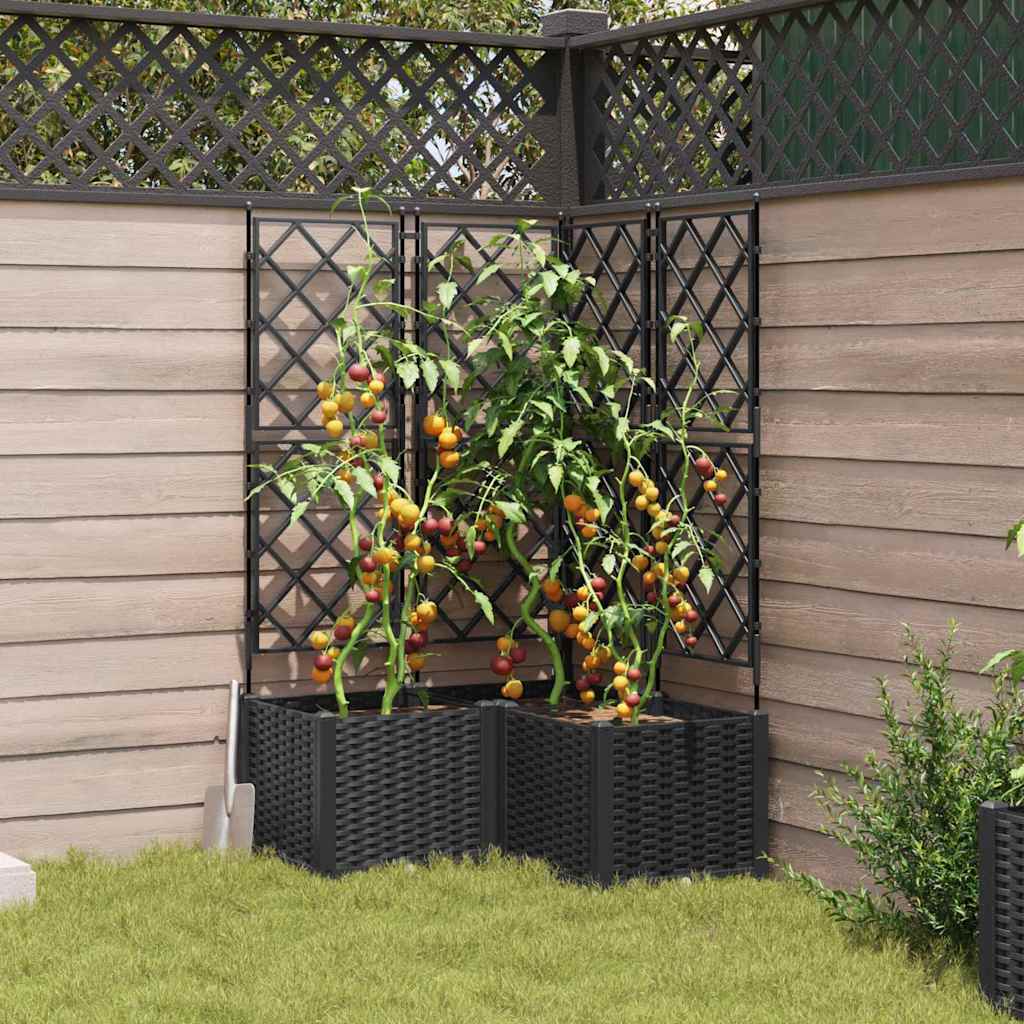 Garden Planter 3 pcs Black 80 x 80 x 143 cm PP