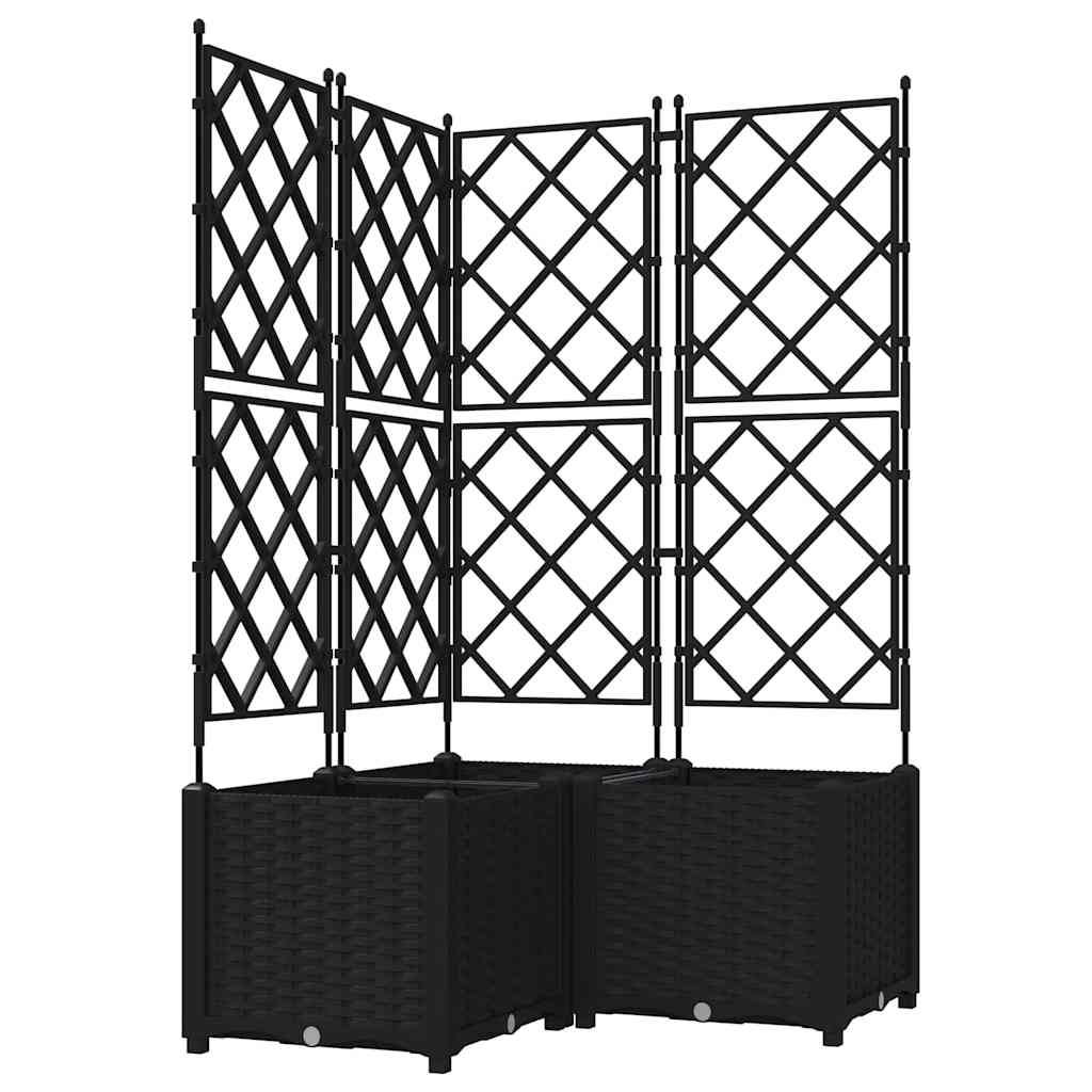 Garden Planter 3 pcs Black 80 x 80 x 143 cm PP