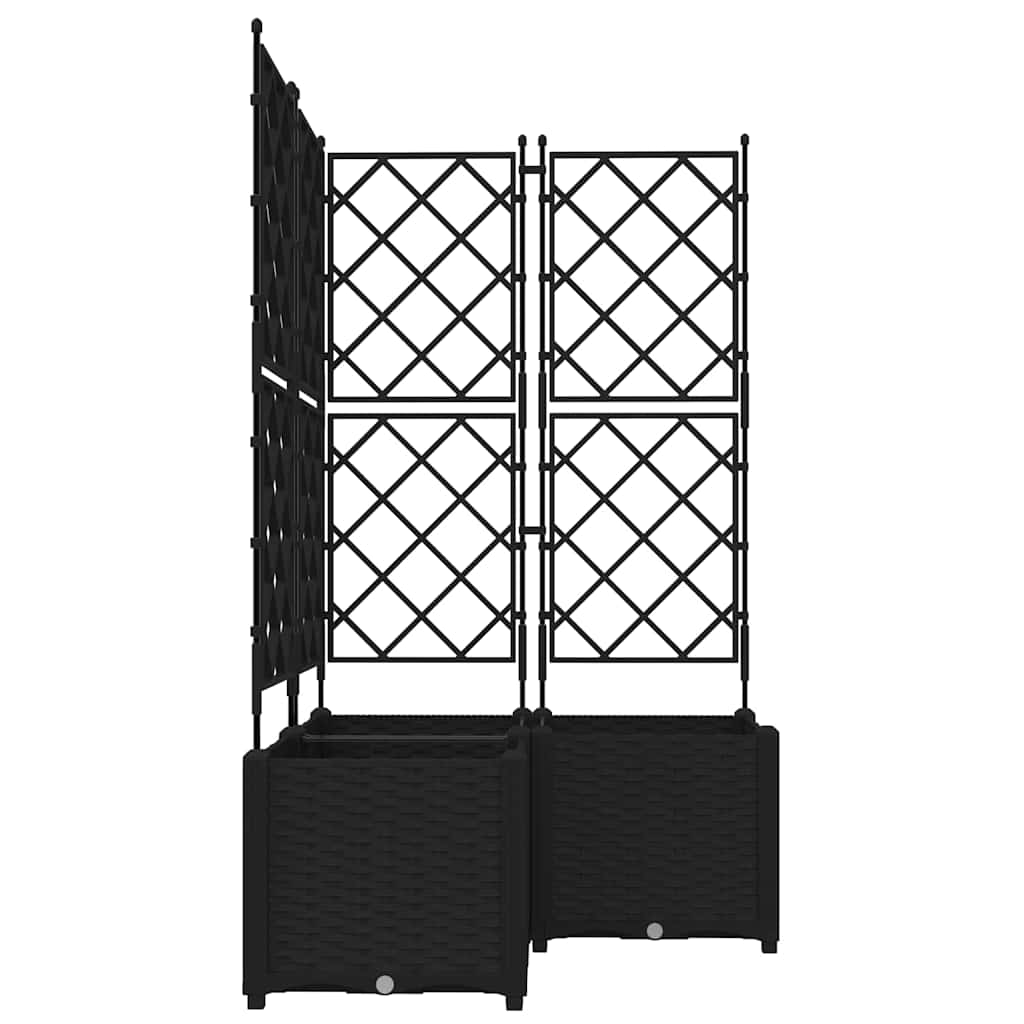 Garden Planter 3 pcs Black 80 x 80 x 143 cm PP