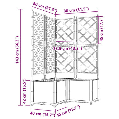 Garden Planter 3 pcs Black 80 x 80 x 143 cm PP