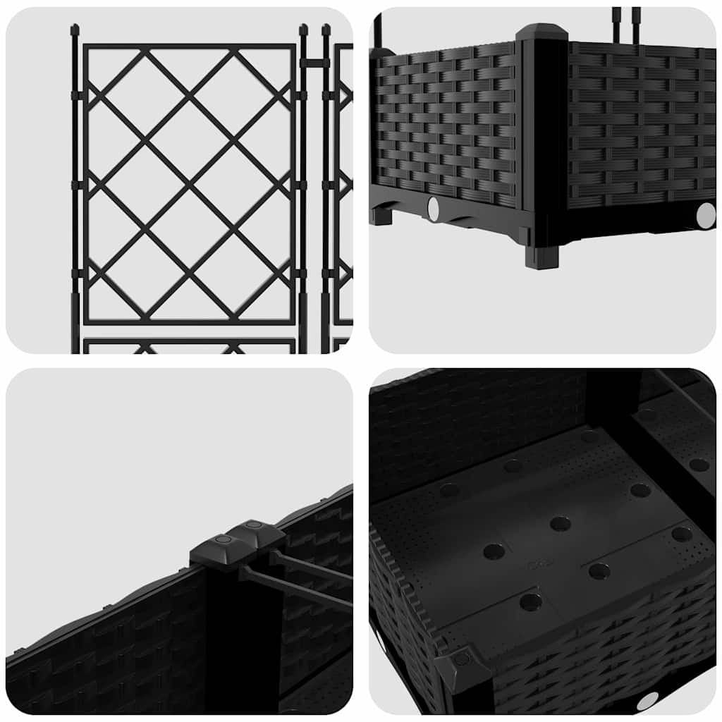 Garden Planter 5 pcs Black 120 x 120 x 125.5 cm Plastic