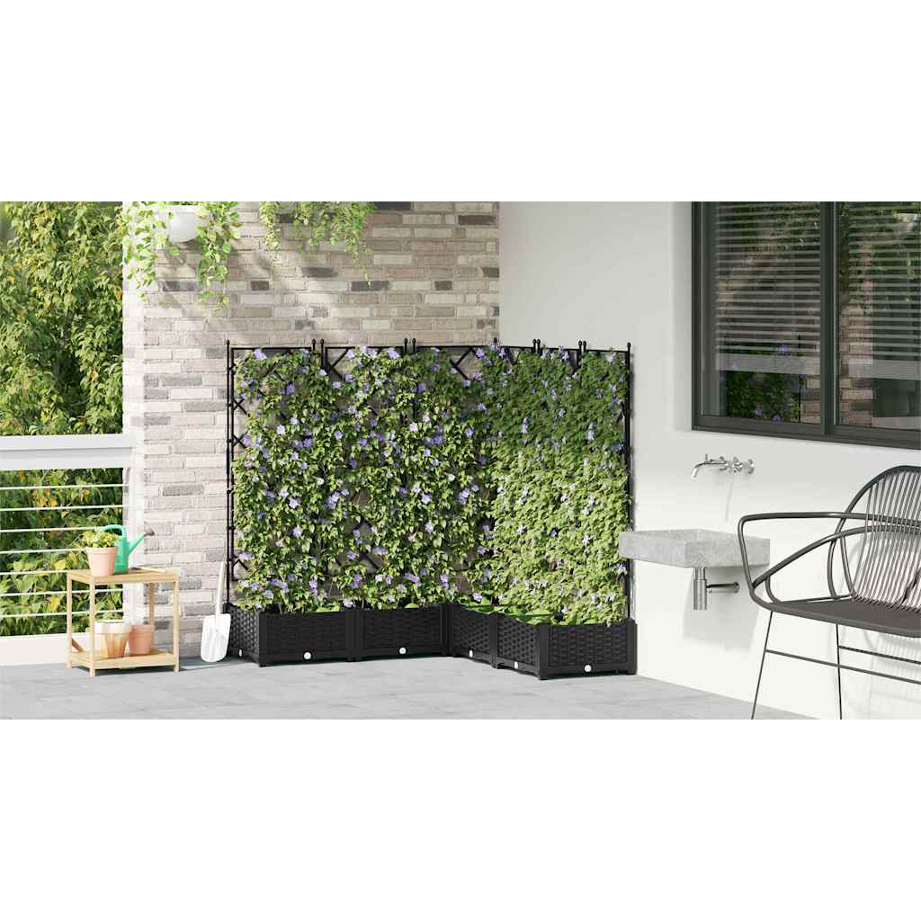 Garden Planter 5 pcs Black 120 x 120 x 125.5 cm Plastic