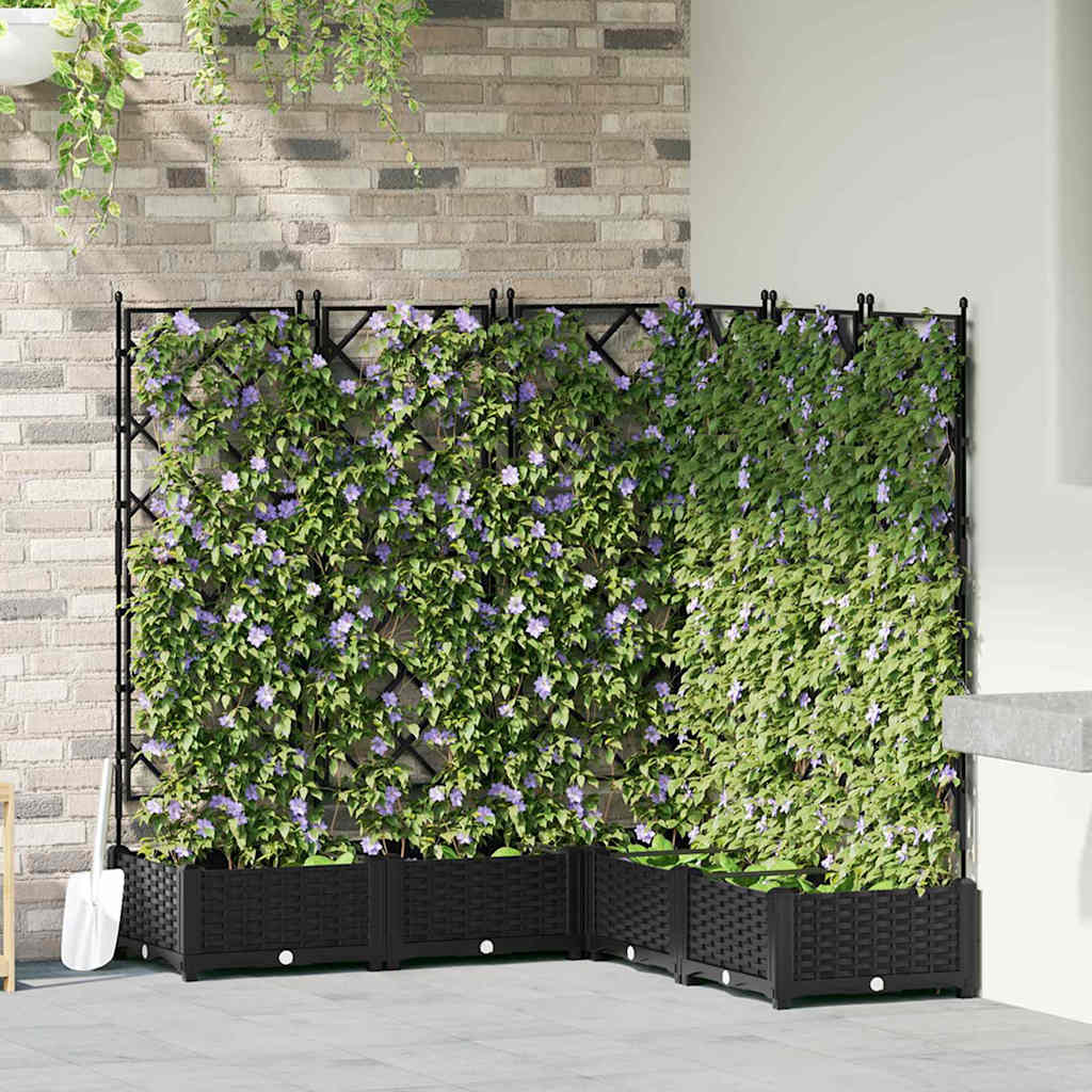 Garden Planter 5 pcs Black 120 x 120 x 125.5 cm Plastic