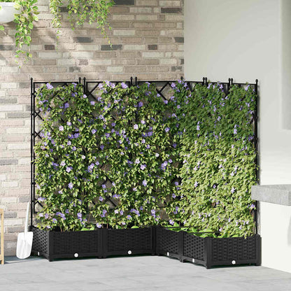 Garden Planter 5 pcs Black 120 x 120 x 125.5 cm Plastic