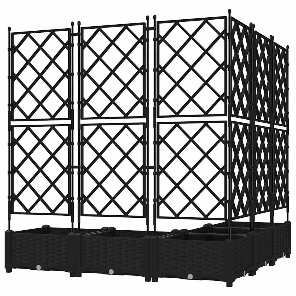 Garden Planter 5 pcs Black 120 x 120 x 125.5 cm Plastic