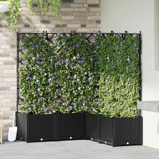 Garden Planter 5 pcs Black 120 x 120 x 143 cm PP