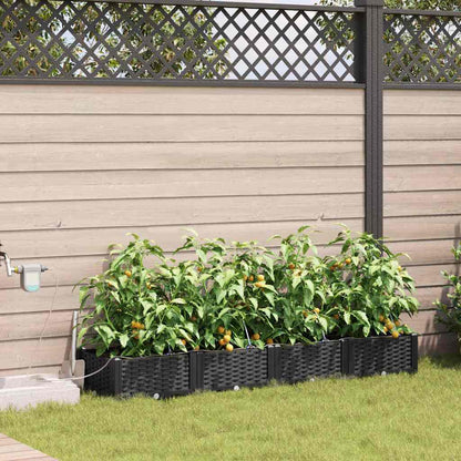 Garden Planter 4 pcs Black Steel