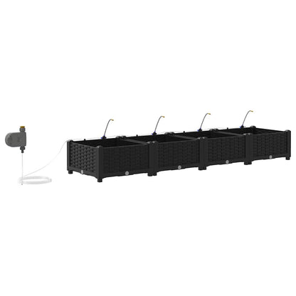 Garden Planter 4 pcs Black Steel