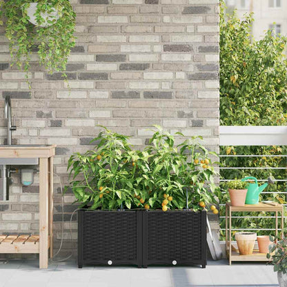 Garden Planter 2 pcs Black 80 x 40 x 37.5 cm Plastic